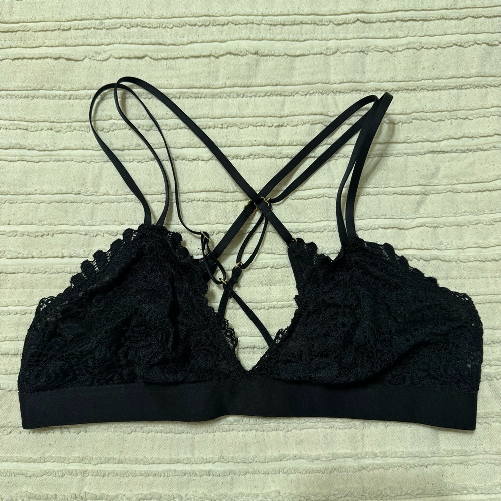 Aerie Triangle Black Lace Bralette